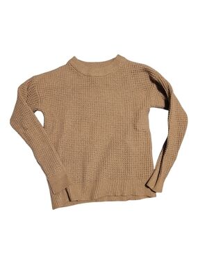 Time and Tru Women’s Waffle-Knit Crewneck Sweater - Tan